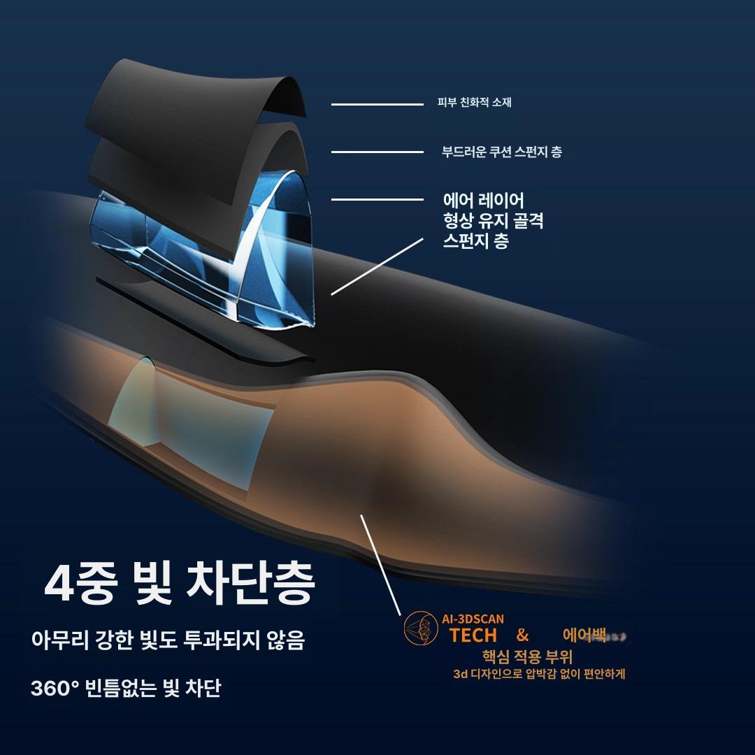 메모리폼 수면안대 암막 통기성 눈보호 깊은수면용 블랙 - 상세 이미지 4