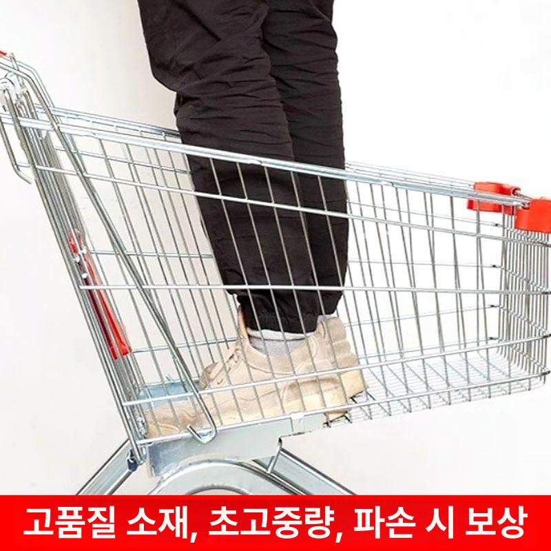 접이식 장바구니 손수레 쇼핑카트 장보기 카트 마트카트 실버 아연도금 60L PVC 4인치 - 상세 이미지 4