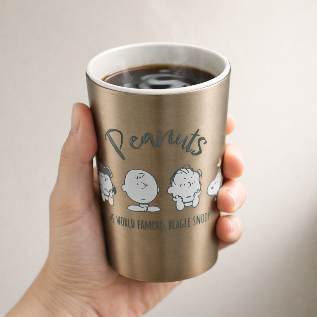 스누피 입구넓은 스텐 머그 편의점 카페컵 보온보냉 홀더 캠핑 리유저블 텀블러 400ml - 상품 이미지