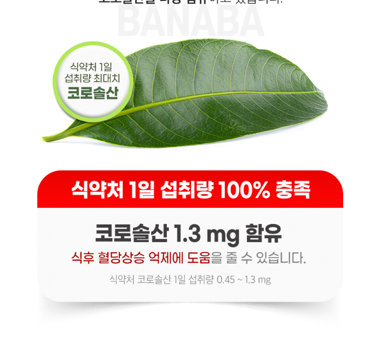 혈당케어 바나바잎추출물 식후 상승 억제 건강 코로솔산 비타민 아연 중년 영양제 - 상세 이미지 5