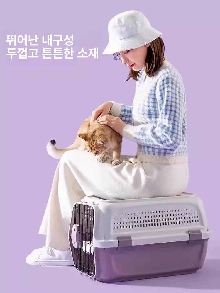 여행용 접이식 켄넬 강아지용 휴대용 고양이용 통기성 위탁 클래식그레이블랙 M 범용 - 상세 이미지 4