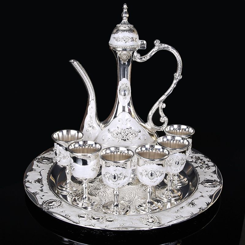 중식당 술잔 관우 유비 연태 술병 삼국지 황제 초한지 플랫 실버 8개 - 상품 이미지