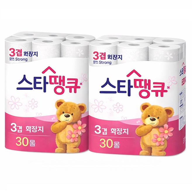 스타땡큐 3겹 화장지 휴지 두루마리 화장실 업소용 화장지 14m, 30롤, 2팩 - 상세 이미지 5