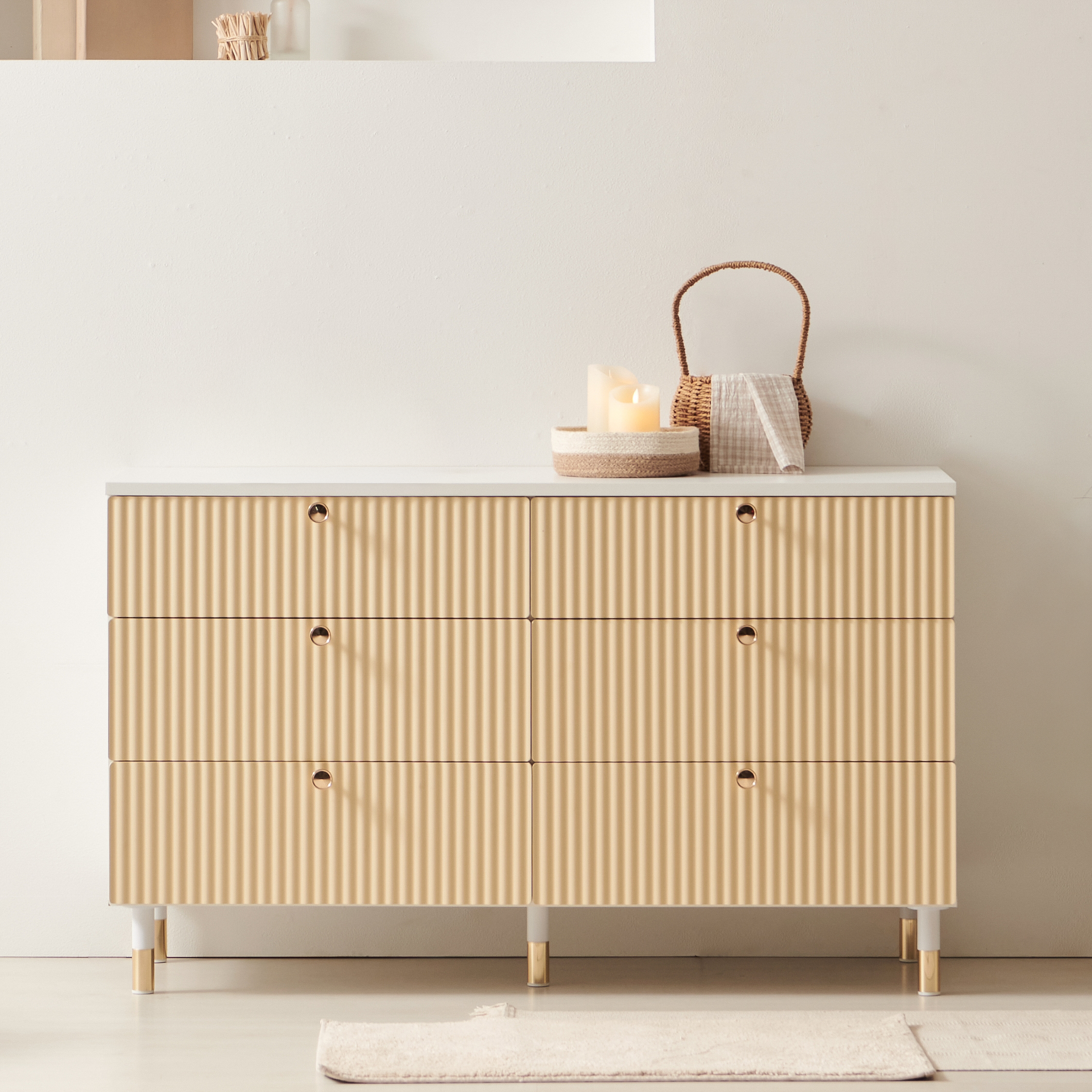 봄날 템바보드 높은 수납장 거실장 TV다이 티비 서랍장 티비장 1200X450X727, 버터옐로우