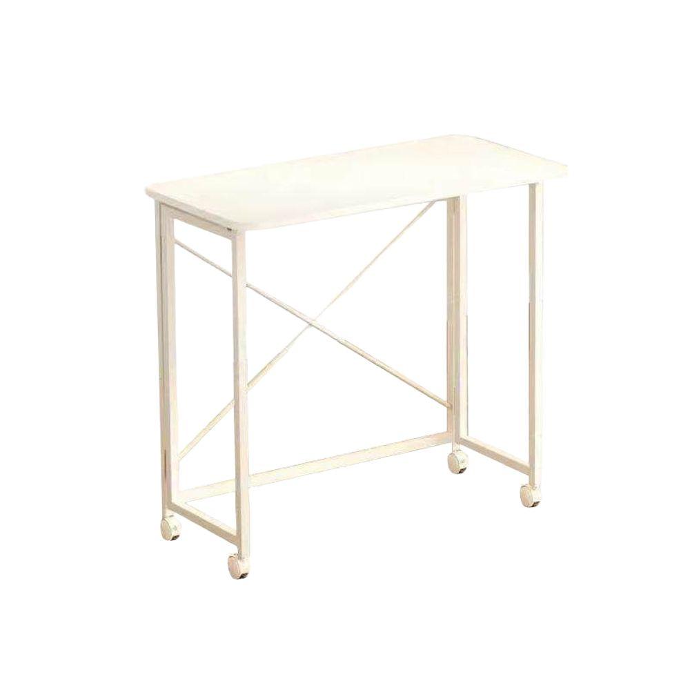 바퀴달린 접이식 책상 슬림 테이블 보조 컴퓨터 침대옆 원룸 우드컬러 40x60cm - 상품 이미지