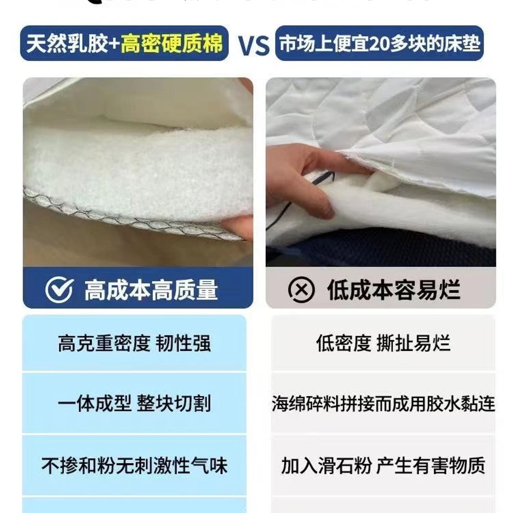 라텍스 매트리스 토퍼 침대 A. 800mm900mm, A. 단면 디자인 길운청색 약 5cm - 상세 이미지 3