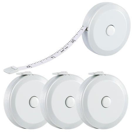 [해외]4팩 소프트 리트랙터블 측정 테이프 60인치 150cm 콜드 블루 이중 스케일 신체 측정용 재봉 재단사 천 뜨개질 홈 공예품 4 Pack (Cold blue)