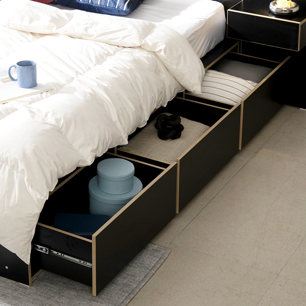 무디켄 도도도 무헤드 수납 헤드리스 침대 프레임 무헤드형, SS 슬라이딩, 블랙+우드엣지