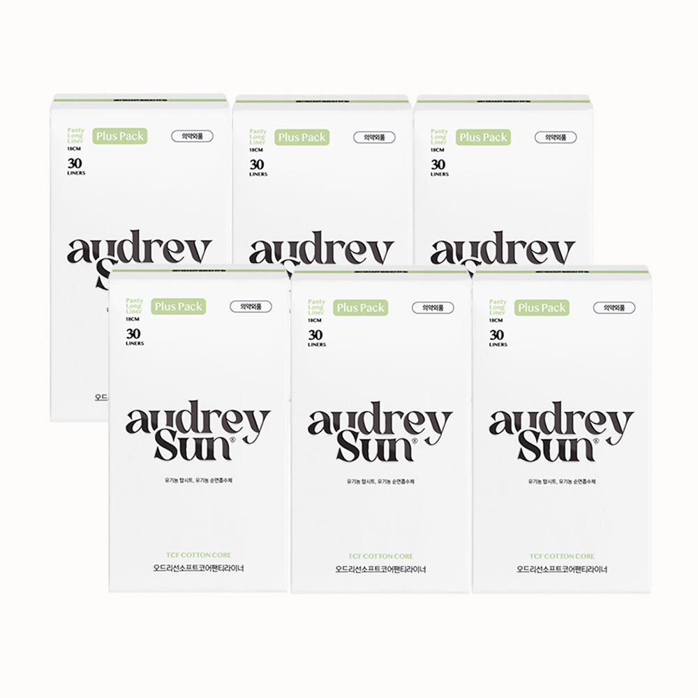 오드리선 코튼코어 유기농 순면 TCF 팬티라이너 롱 비건 30pcs X 6팩 제품 이미지