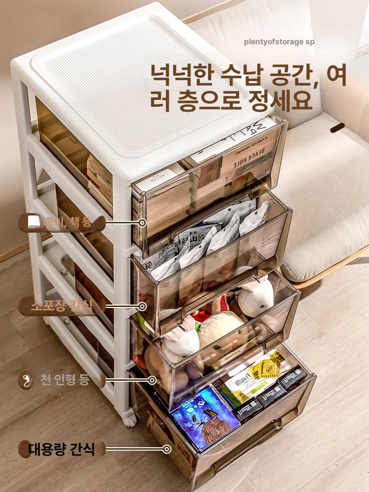 서랍 틈새 모듈 침대옆 베란다 슬라이딩 다용도 거실 28cm 3단 길이43x너비28x높이70 - 상세 이미지 2