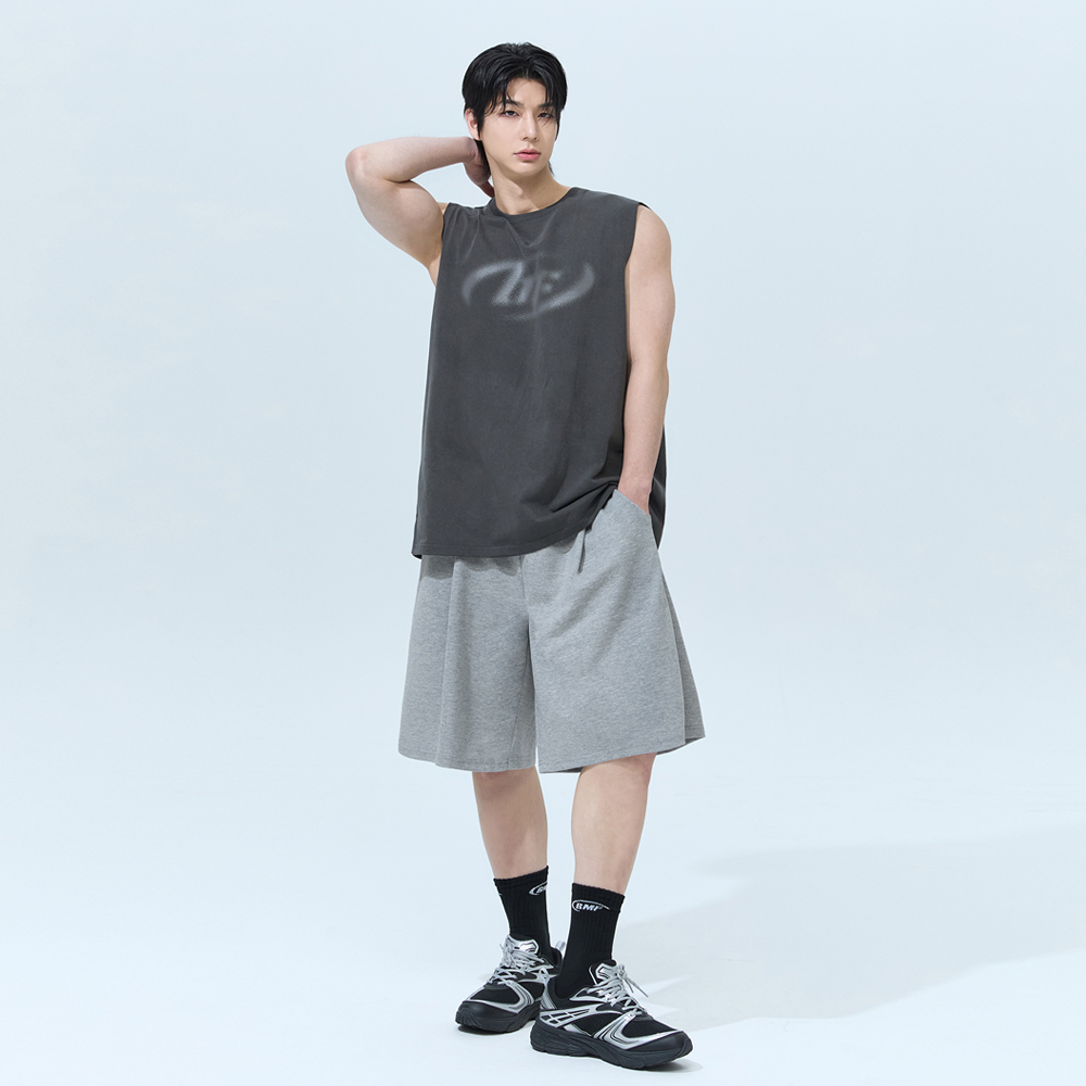블랙몬스터핏 버뮤다 남성 코튼라이크 밴딩 하프 팬츠 와이드핏 상품 이미지