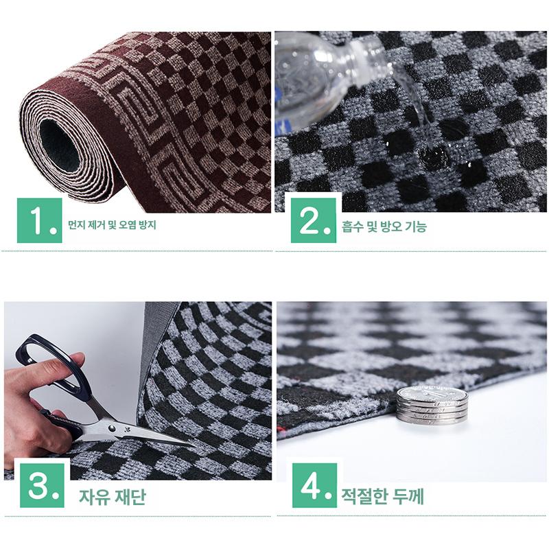 현관 매트 빨아쓰는 코일 미끄럼방지 입구 카페트 깔판 와인레드 TPE 7줄무늬 60cmx90cm - 상세 이미지 3