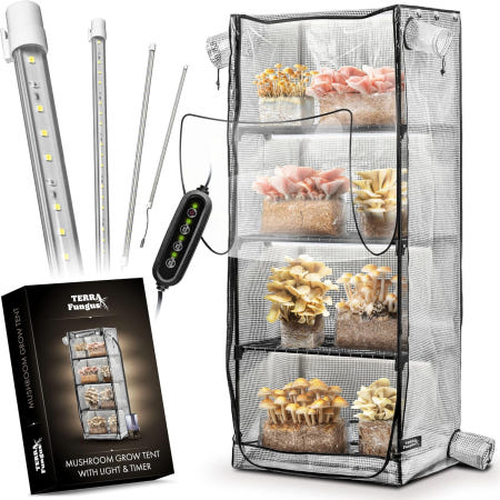 [해외]조명과 타이머가 있는 버섯 재배 텐트 65인치 x 27.5인치 20인치 및 6500 000 LED 실내 온실 버섯용 마사 미니 액세서리를 삽입할 수 4인치 통풍구 모노튜브에