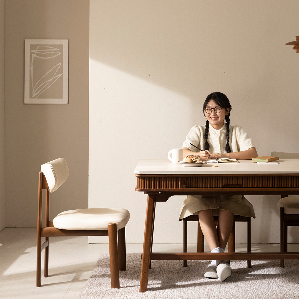 [4인 사각 식탁세트] 미코하임 비너스 18T 포세린 양면 세라믹 서랍형 수납형 원목 식탁세트 식탁+의자4, 1600mm, 사각(월넛)