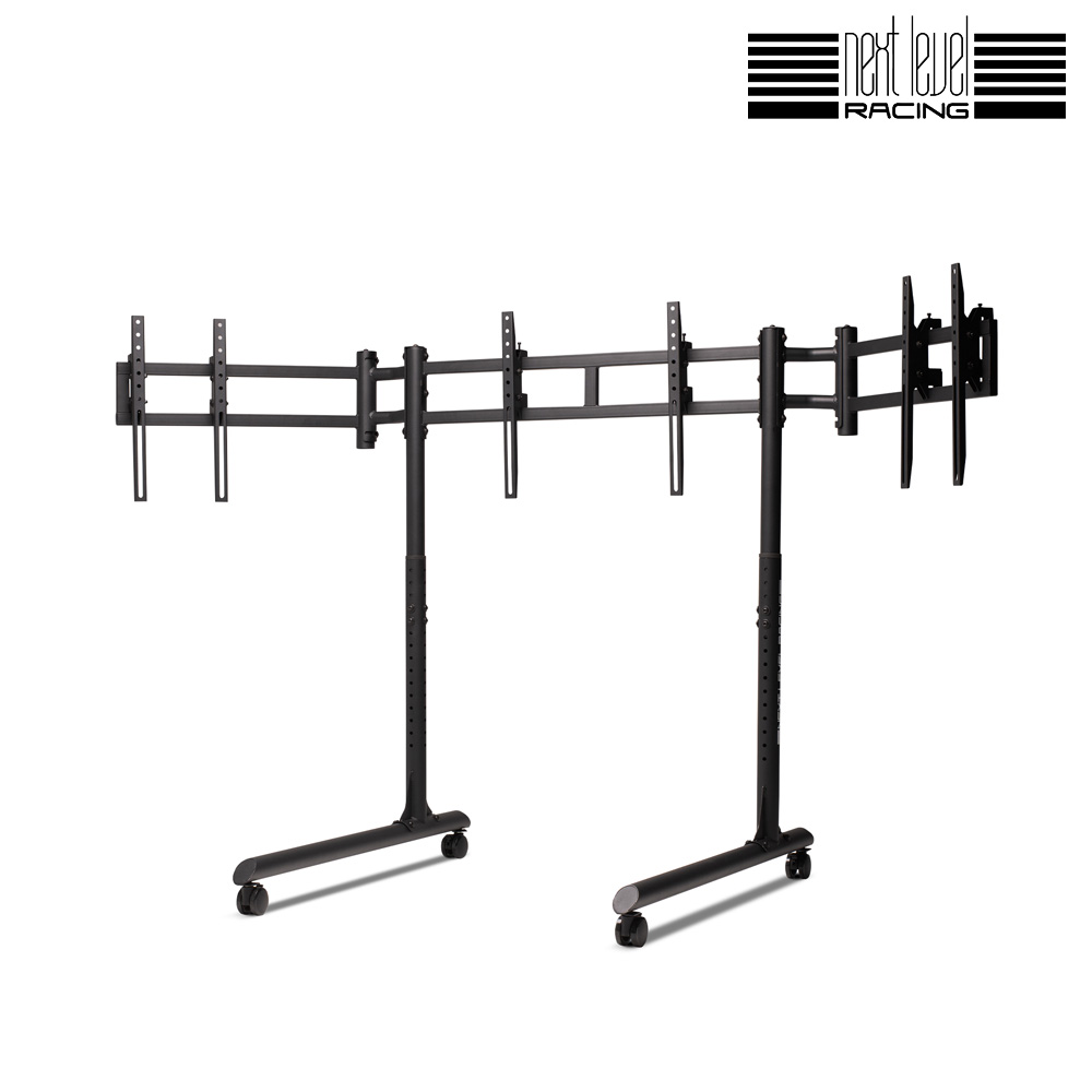 넥스트 레벨 레이싱 Round Tube Freestanding Triple Monitor Stand 트리플 TV스텐드(NLR-R011) - 상품 이미지