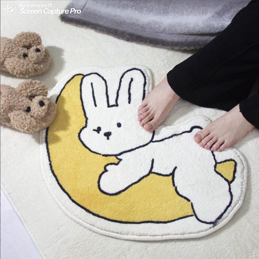 귀여운 러그 달 사계절 구름 침실 대형 욕실 A. 물 토끼로 놀고, A. 물 토끼로 놀고 - 상세 이미지 4