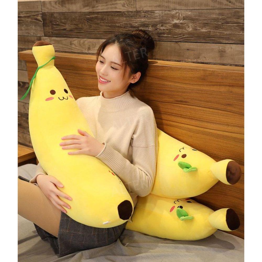 바디필로우 바나나 인형 롱쿠션 대형 안고자는 선물 애착 옐로우 둥근형 지퍼 50cm - 상세 이미지 3