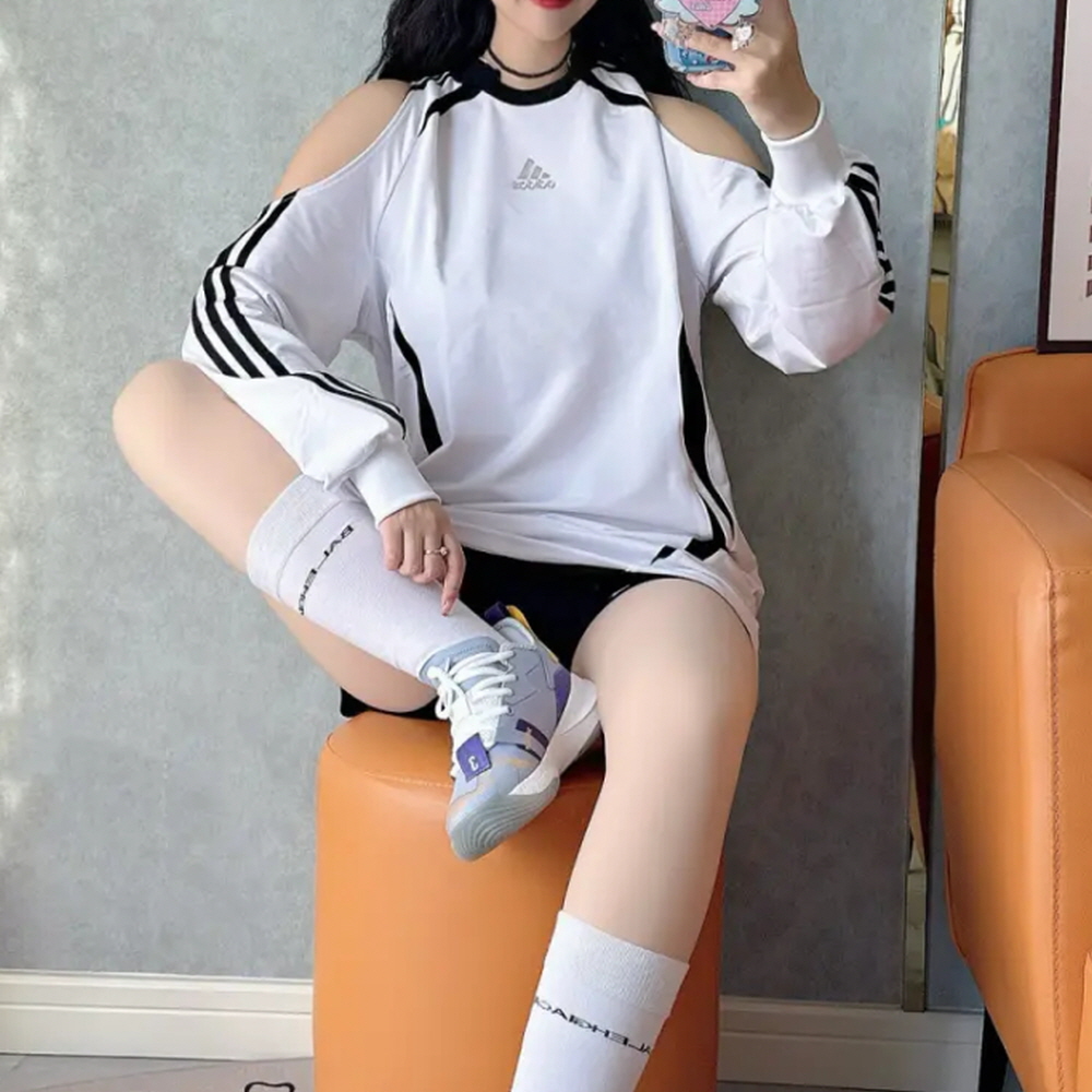 아디다스 오리지널 아딜레움 4 팀가이스트 컷아웃 긴팔 오프숄더 티셔츠 화이트 KE9797 - 상세 이미지 5