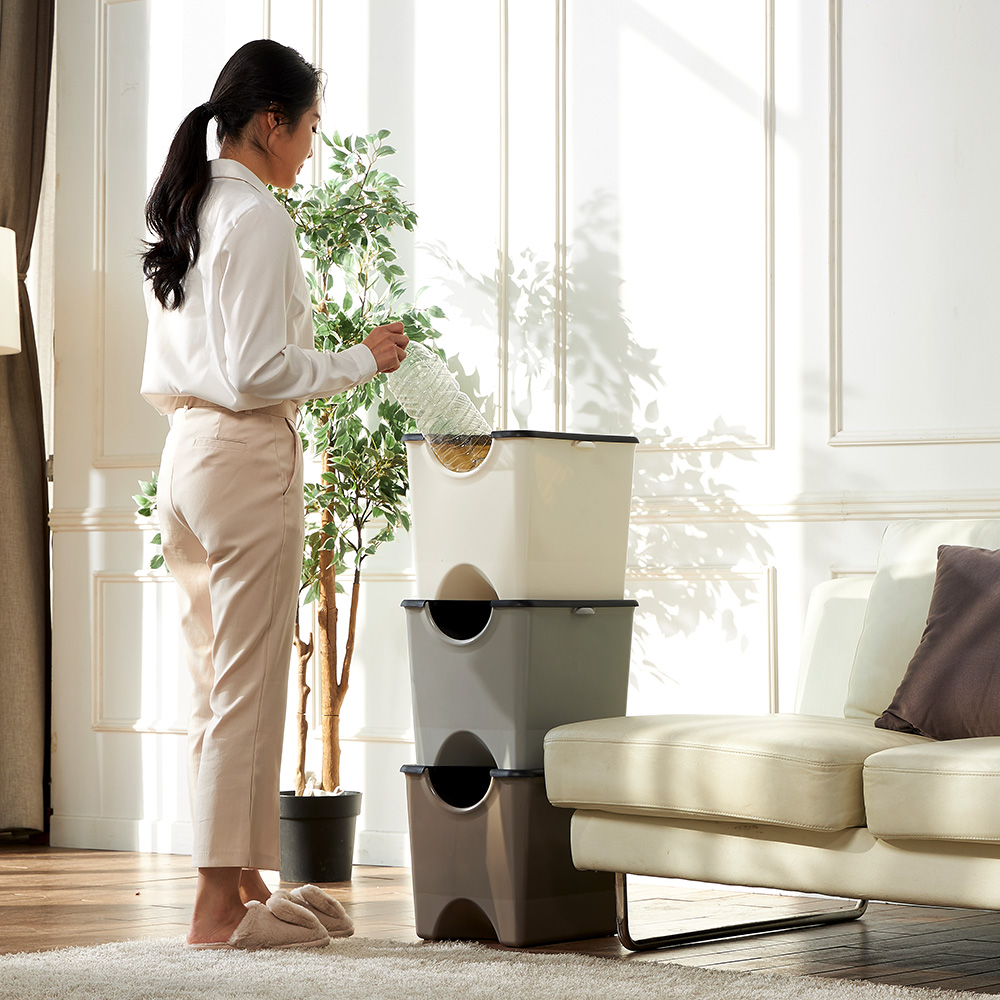 에코홀릭 재활용 분리수거함 3단 90L 가정용 분리수거 쓰레기통