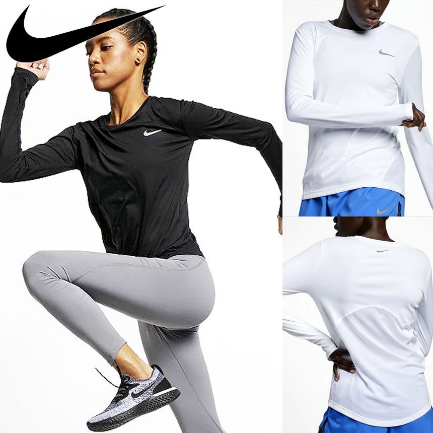 나이키 드라이핏 마일러 여성 긴팔 러닝탑 티셔츠 AJ8129-010 제품 이미지