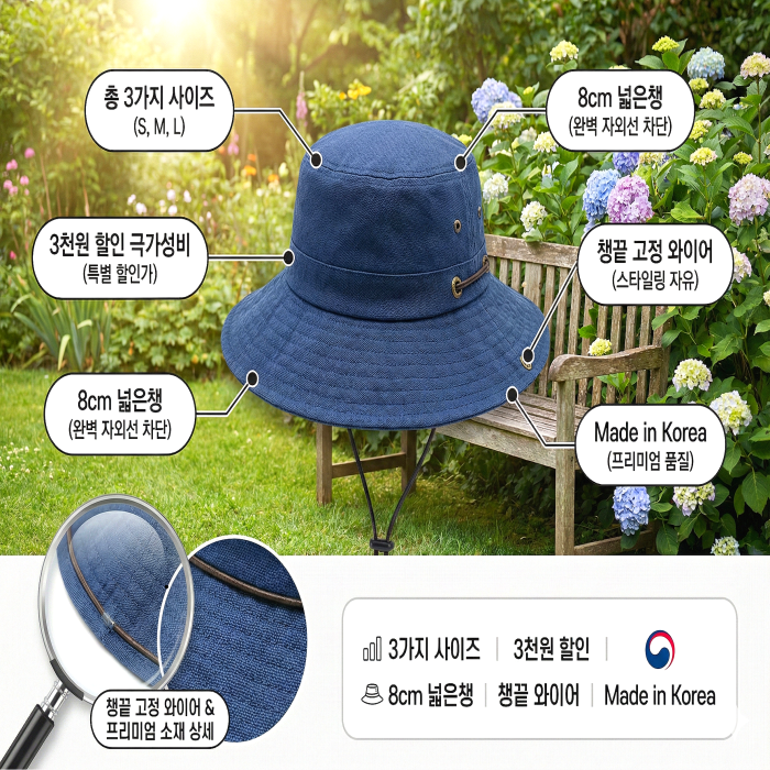 대두 빅사이즈 버킷햇 남성 여성 벙거지 챙넓은 사파리 휴양지 비치 여행 정글 모자 이미지 2