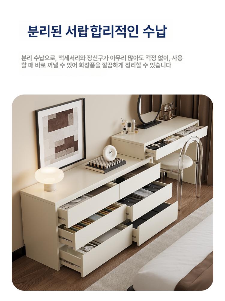 서랍형 모서리 책상 북유럽 침실 서랍장 메이크업 콘솔 1m 0.65m 3단 방향 메모 원목 완전 조립 완료 - 상세 이미지 5