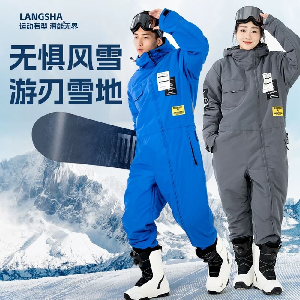 보드복 점프수트 스키복 스노우 방한복 남녀공용 일체형 겨울 A. 검은색, A. L - 상세 이미지 3