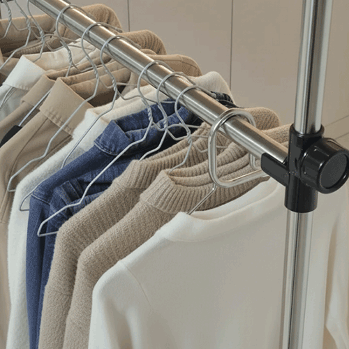 네버스텐 무타공 국산 2단 800 기둥식 천장고정 스텐행거 튼튼한 드레스룸 옷걸이 벽고정