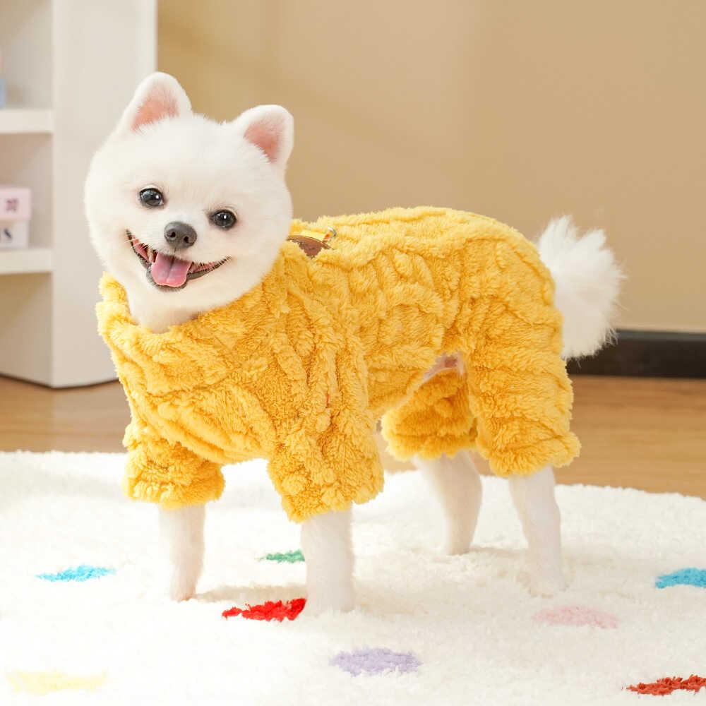 강아지 소형견 자켓 치와와 의상 추동복 패딩 애견후리스 옐로우 S 등길이25cm1.5-2.5kg - 상품 이미지