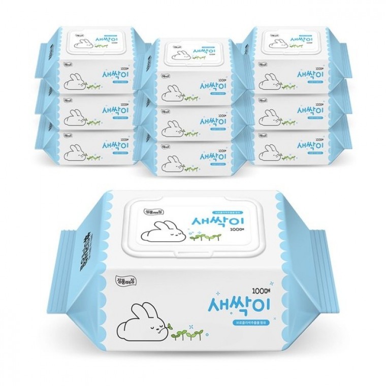 미래생활 잘풀리는집 새싹이 물티슈 캡형 100매 10팩