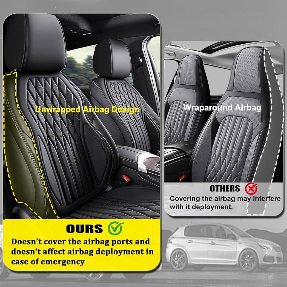 XDJFJMJTJT 카시트 커버, 통기성 있는 범용 블랙) SUV 인조 풀 자동차 가죽 커버 차량 세트, 시트 (5인용 트럭용 - 상세 이미지 3