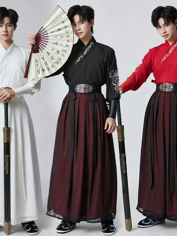 무사복 호위 무사 촬영 사극의상 공연 연극 사극 취미 화이트 상의+치마+손목 보호대+벨트 s - 상세 이미지 4
