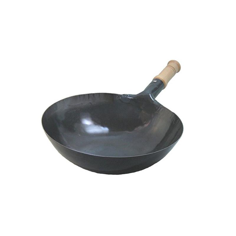 무쇠 웍 업소용 중화팬 볶음팬 중국집 팬 중화요리 철 30cm 1.2mm 나무 손잡이 - 상품 이미지