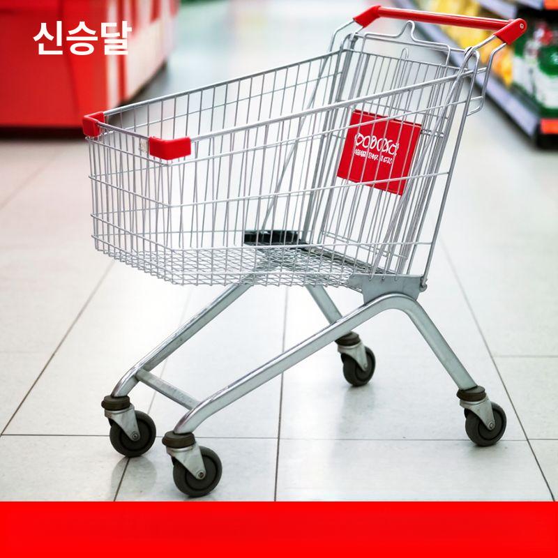 접이식 장바구니 손수레 쇼핑카트 장보기 카트 마트카트 실버 아연도금 60L PVC 4인치 - 상세 이미지 2