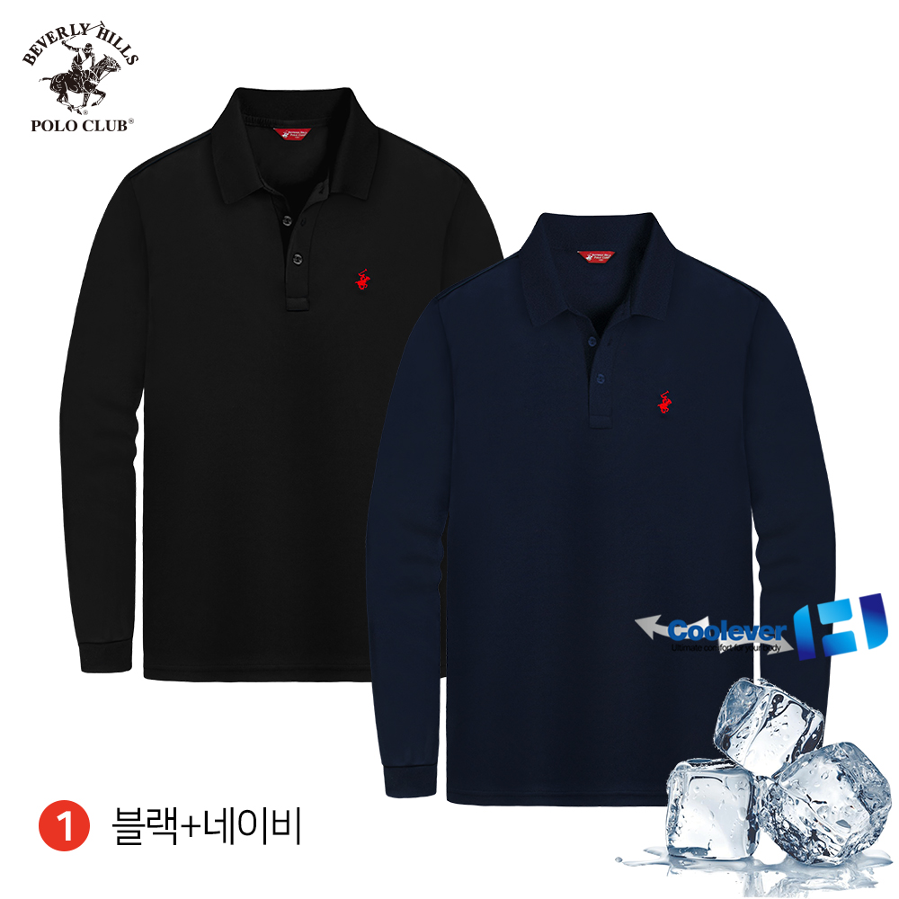 비버리힐즈폴로클럽 2PACK 남여공용 기능성 쿨에버 쓰리버튼 냉감 긴팔 카라 티셔츠 - 상세 이미지 2