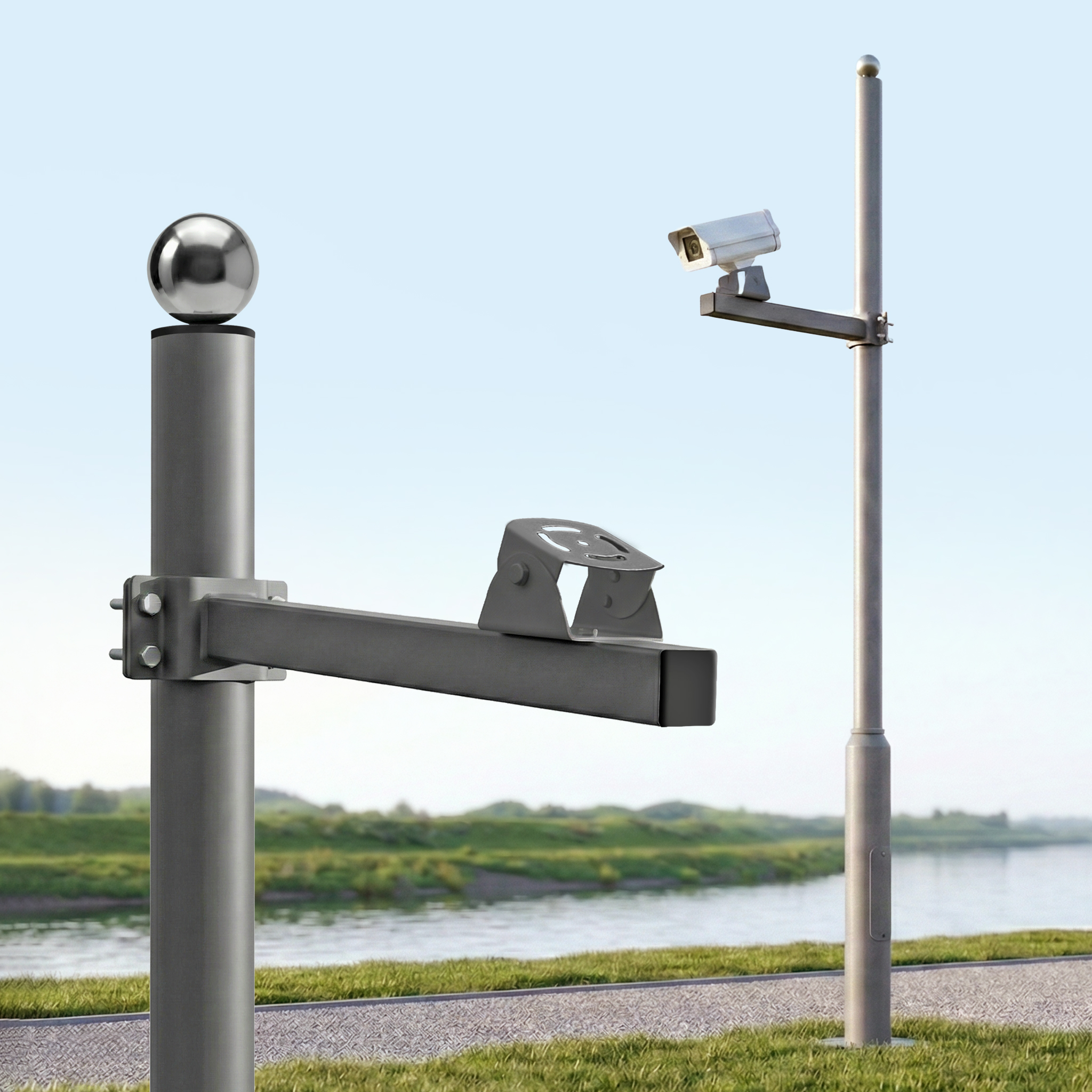 CCTV 브라켓 카메라 거치대 받침대 각파이프 각도조절 자립식 암대 고정대 - 상품 이미지