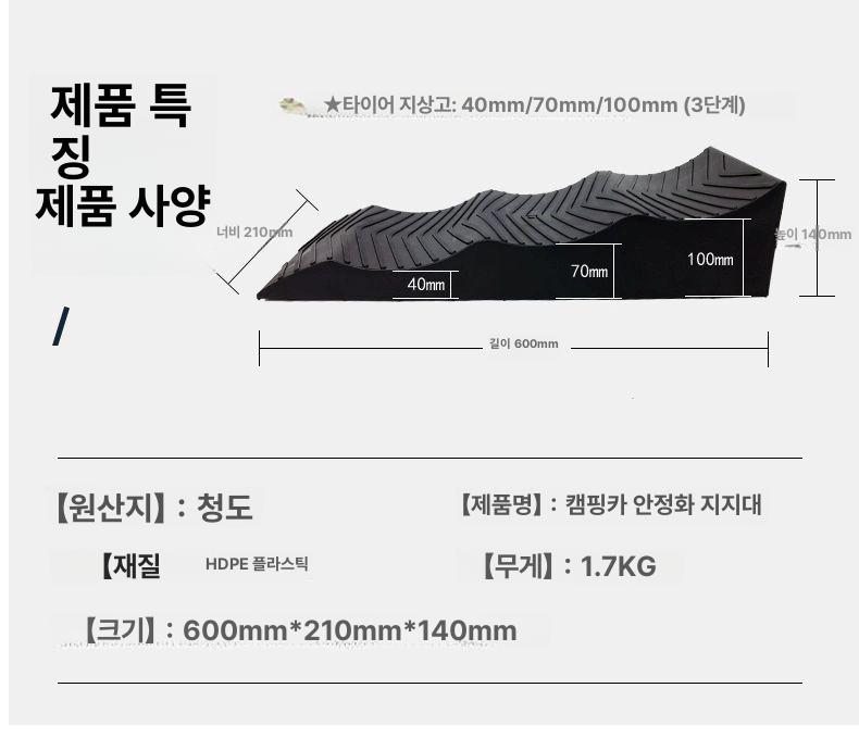 캠핑카 받침목 장박 고정 트레일러 레벨러 차량용 고임목 밸런스 블록 2개 - 상세 이미지 3