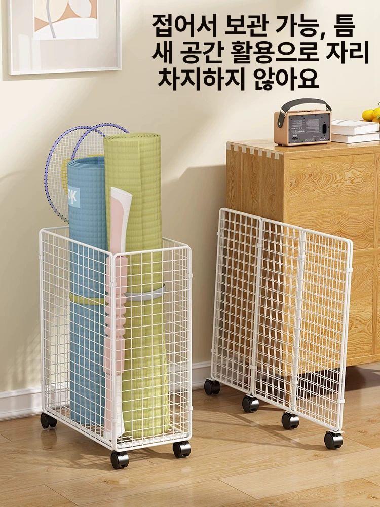 요가매트 보관함 접이식 수납대 정리대 소도구 정리함 차이브화이트 1단높이조절접이식 - 상세 이미지 2