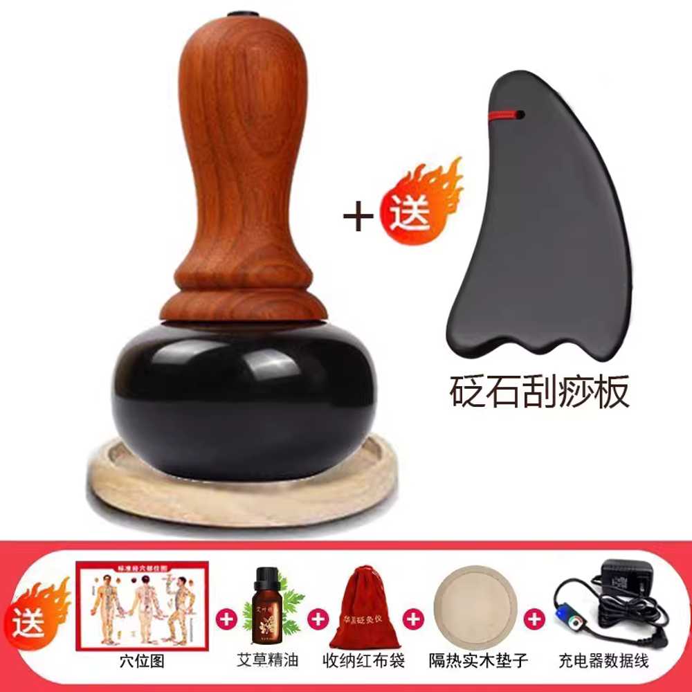 스톤 마사지기 찜질 페이스 전신 경락 맥반석 안마돌 A 8.5cm 세트 + 석판 원형 받침대 이미지 6