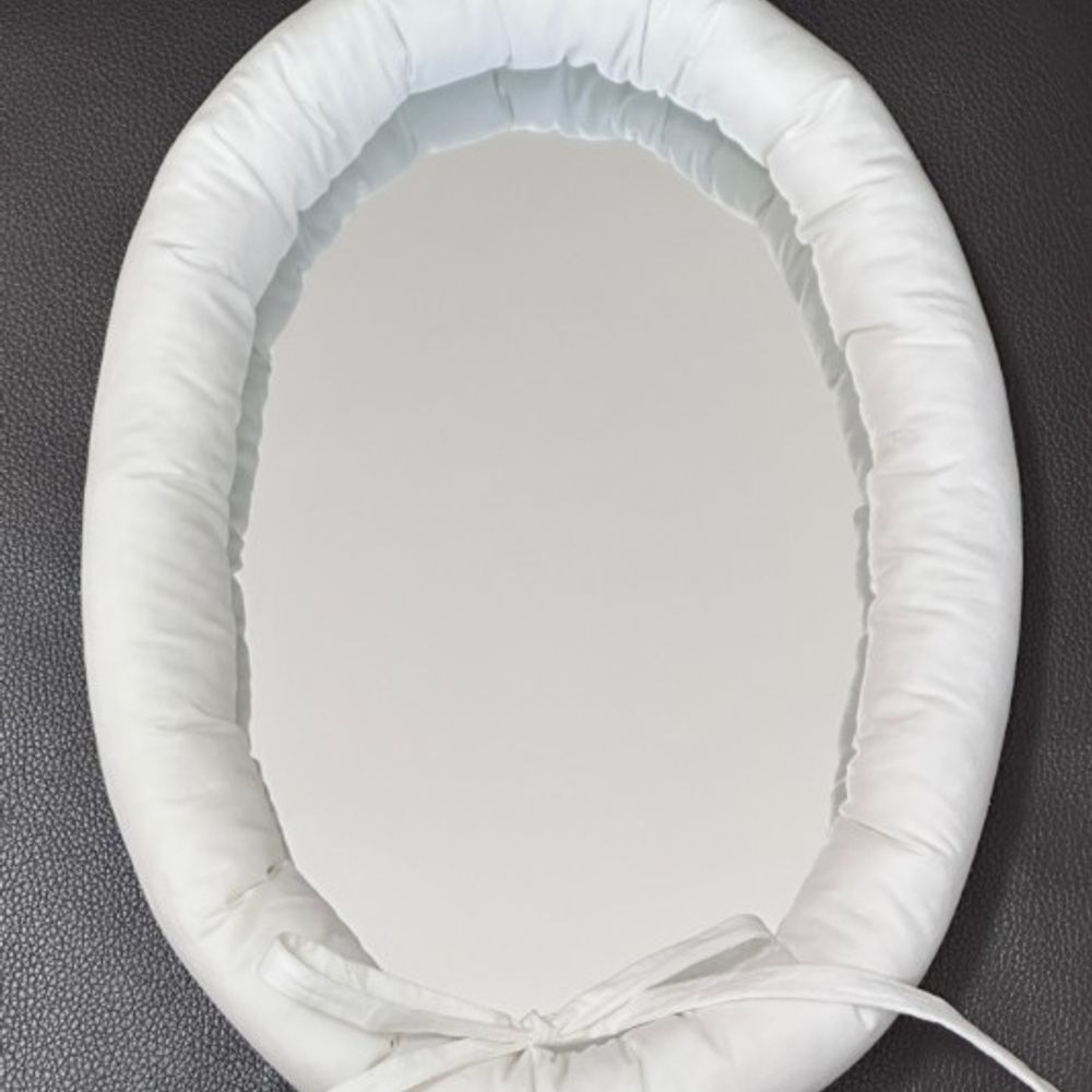 쿠션거울 벽걸이 방 거울 안전 패브릭 패딩 타원형 원형 A. 흰색 모델 직경이 약 32cm - 상품 이미지