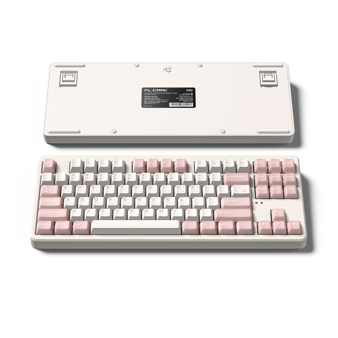 FL-ESPORTS X80 유무선 블루투스 가스켓 마운트 기계식 키보드 크림 핑크, 저소음 갈축 - 상세 이미지 2