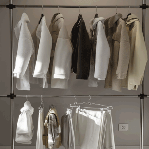 네버스텐 무타공 국산 2단 800 기둥식 천장고정 스텐행거 튼튼한 드레스룸 옷걸이 벽고정