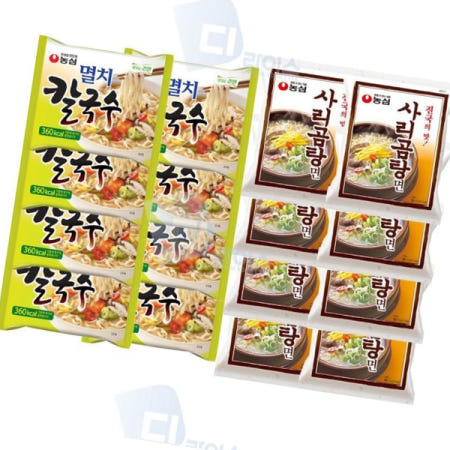 해물맛 농심 멸치칼국수 사리곰탕면 봉지면 16봉 2종세트