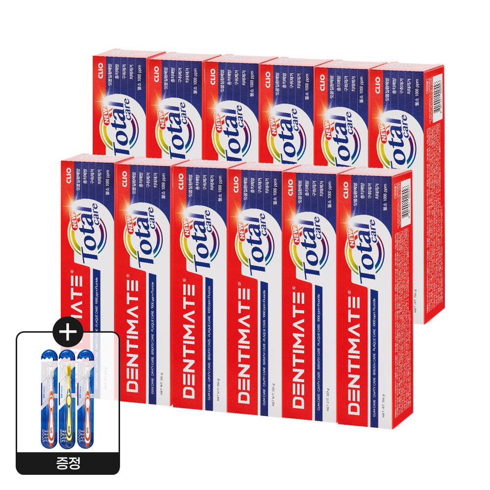 크리오 덴티메이트 올인원 뉴 토탈케어 치약 150g 12개 + 칫솔 3입