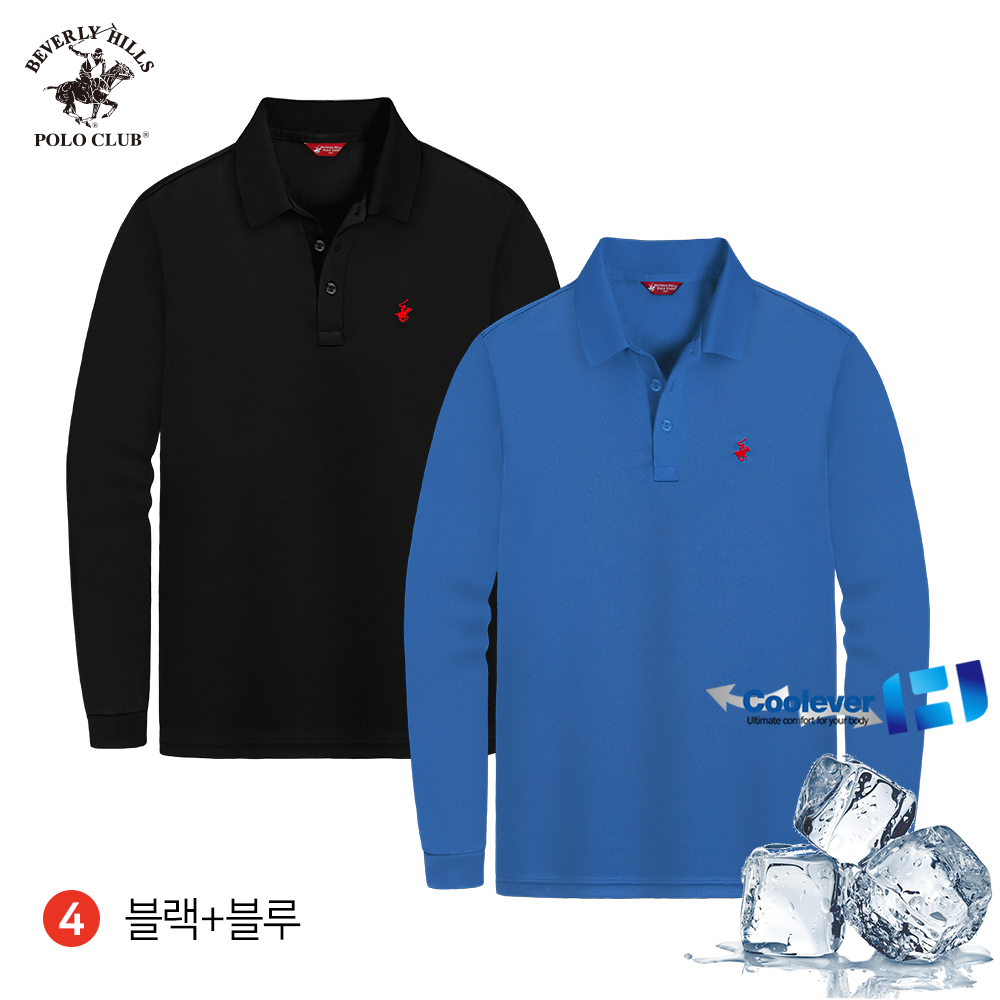 비버리힐즈폴로클럽 2PACK 남여공용 기능성 쿨에버 쓰리버튼 냉감 긴팔 카라 티셔츠 - 상세 이미지 5