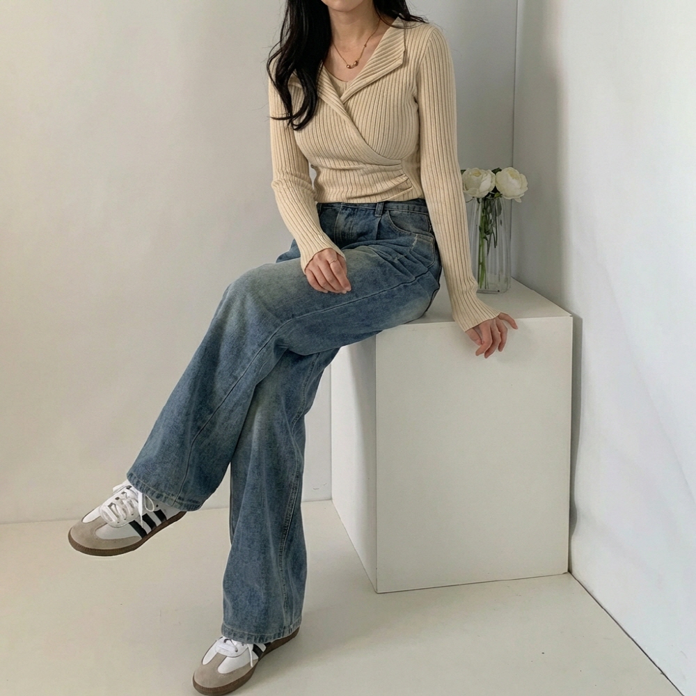 키작녀청바지 연청바지 흑청데님 이미지 8