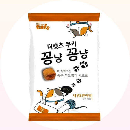 고양이 쿠키 펫더맨 더캣츠 꽁냥꽁냥 새우 연어맛 100g 간식 커머스픽201