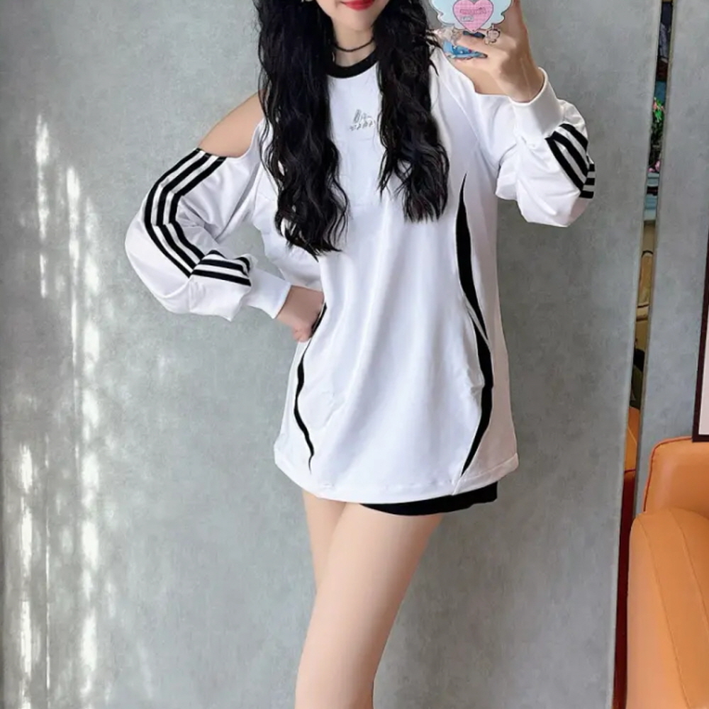아디다스 오리지널 아딜레움 4 팀가이스트 컷아웃 긴팔 오프숄더 티셔츠 화이트 KE9797 - 상세 이미지 3