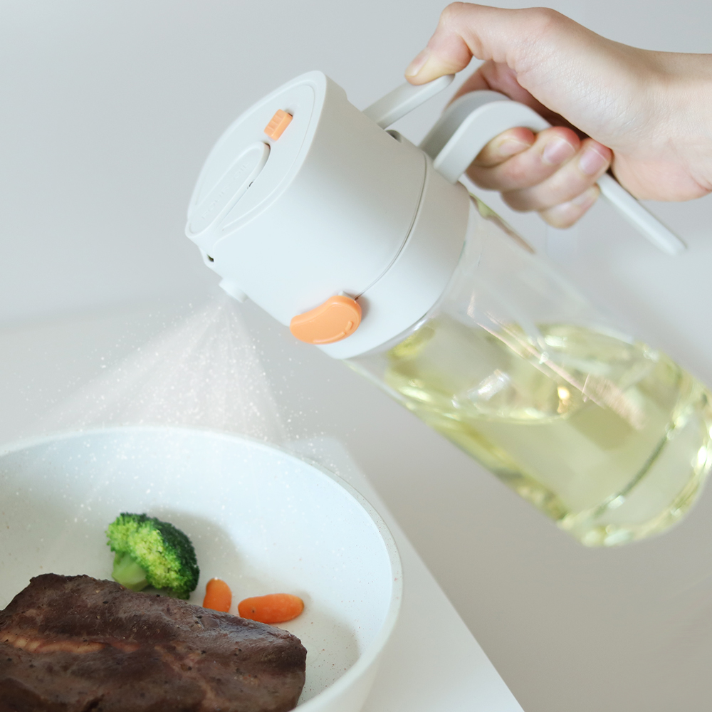 자동개폐 오일스프레이 500ml 2P세트/ 분사형 오일병 유리 디스펜서 기름병 분무기 이미지 3