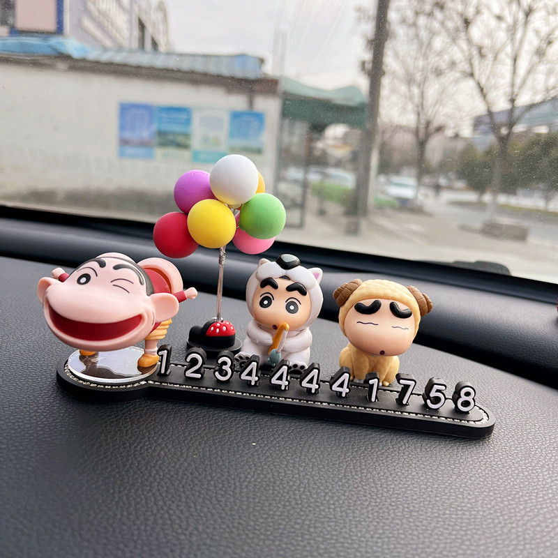 짱구는 주차 번호판 알림판 표시판 전화번호 안내판 차량 내부 대시보드 장식 펭귄 신노스케 + 직립 음표 - 상세 이미지 3